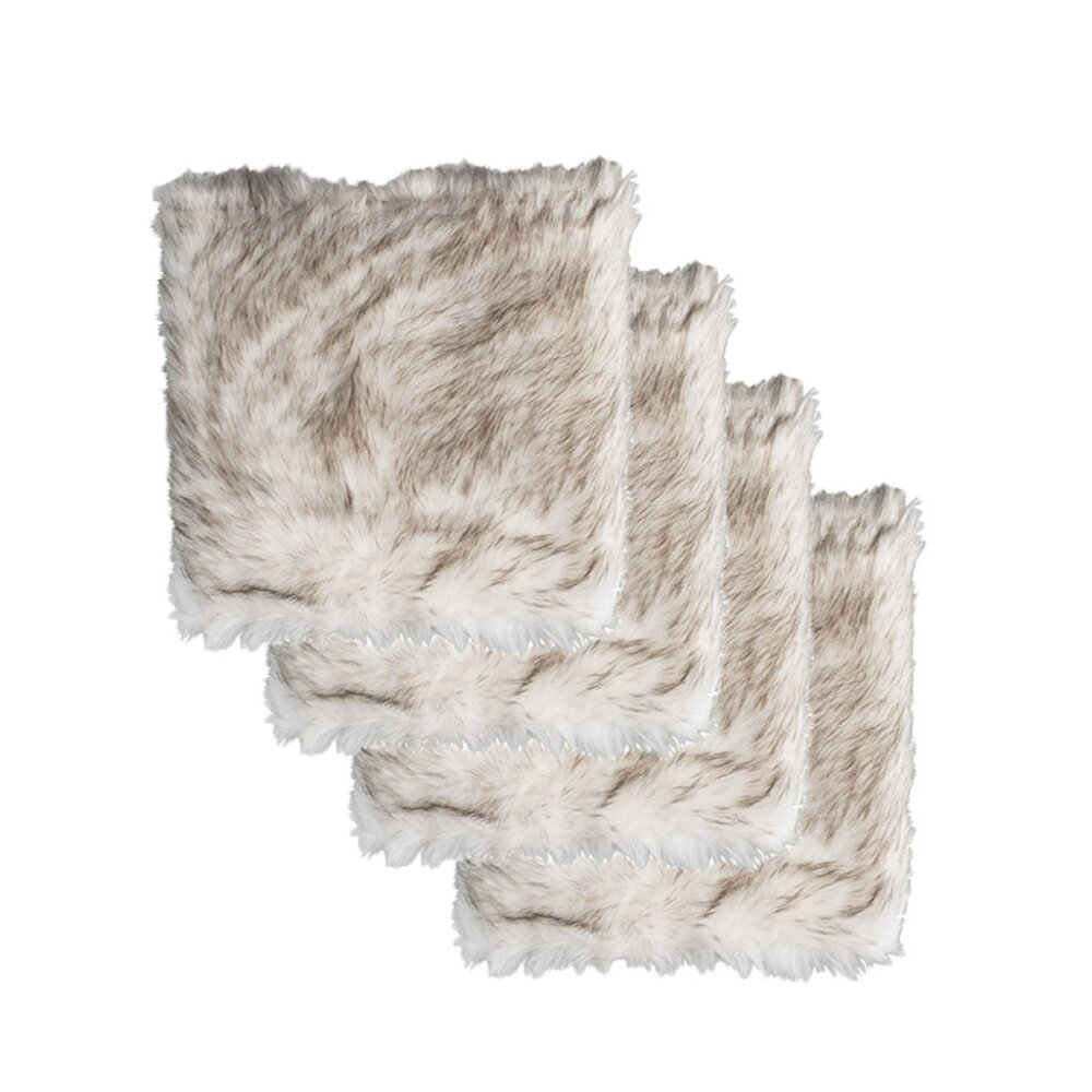 Luxe Home Decor Laredo Faux Sheepskin Chair Pad | 4-Piece | Gradient chocolate